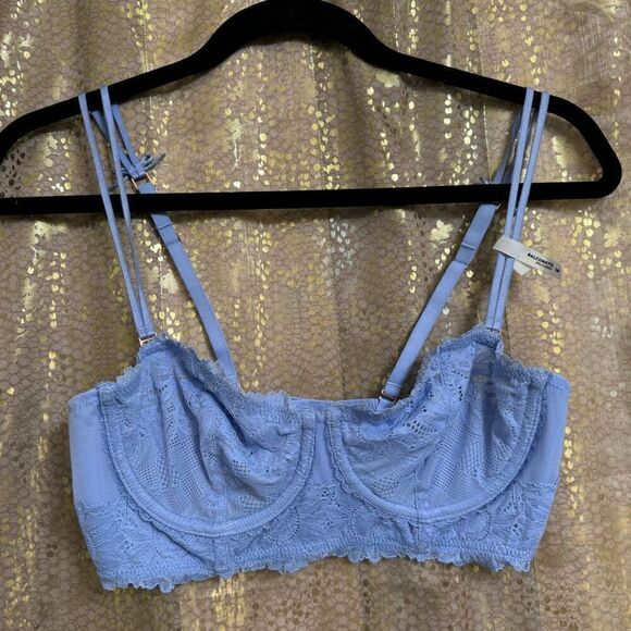 Aerie Light Blue Lace Underwire Balconette Bra 36B NWT - Picture 1 of 7